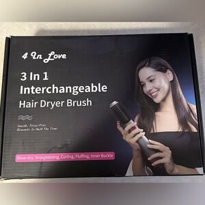 4 In Love SM-5258 Gray Pink 3 In 1 Interchangeable Hair Dryer Brush Kit -D968